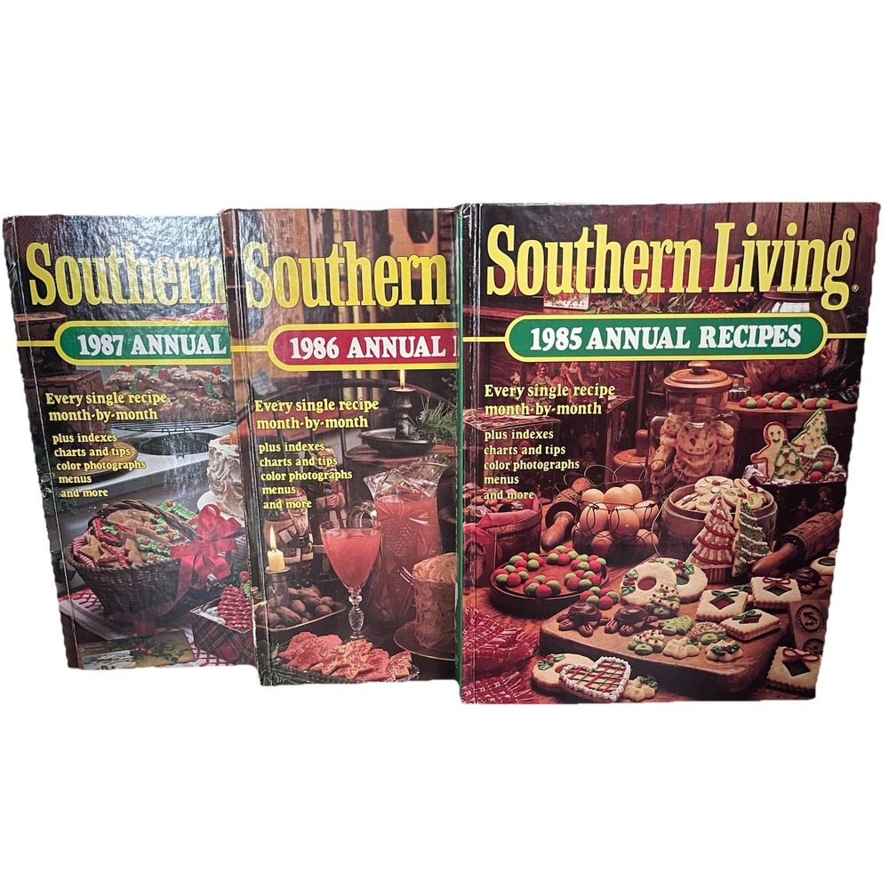 Southern Living Annual Recipes 1985-1987‎ (3 Books) Hardcover Cookbooks-1st Edt.